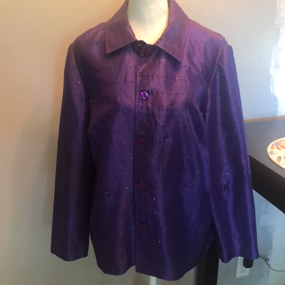 Joan Leslie purple beaded blazer